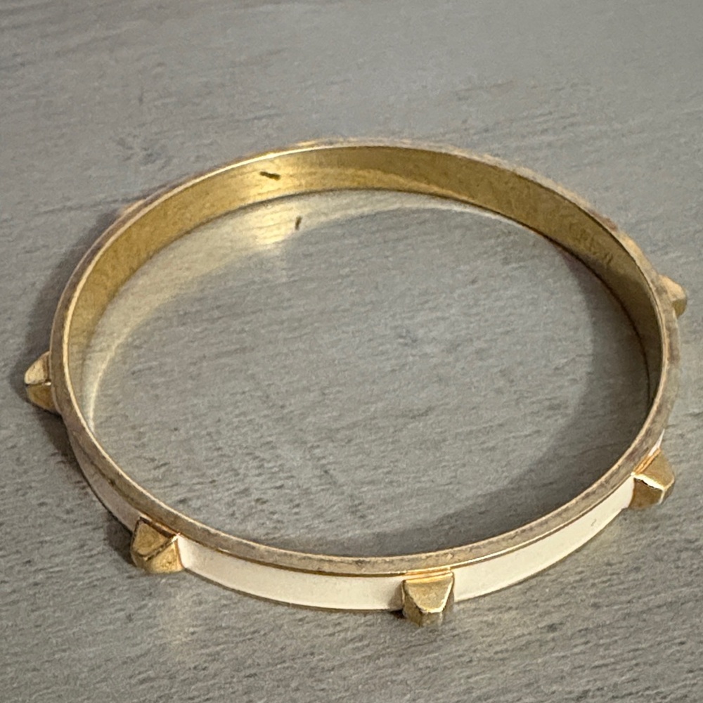 J. Crew Gold and Cream Spiked Bangle Bracelet